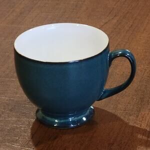 Denby England Harlequin Dark Aquamarine Footed Stoneware Coffee Cup Mug England